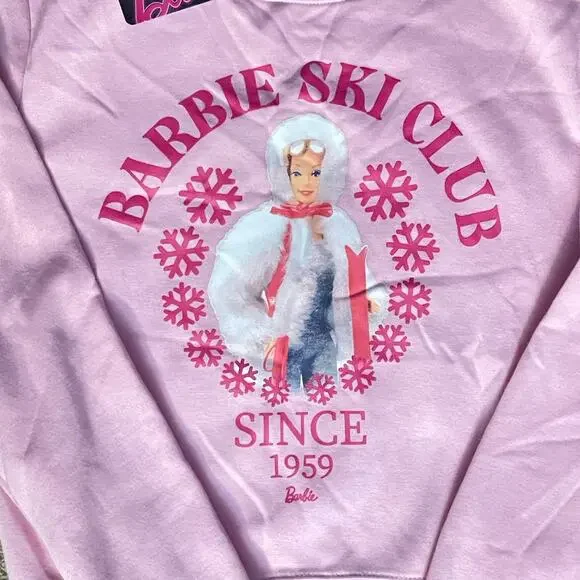Barbie sweatshirt pink ski club barbiecore collector winter snowflakes junior M - Picture 4 of 4